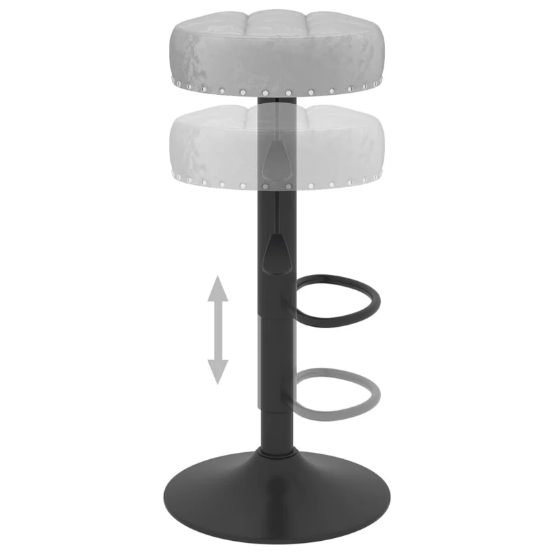 Lot de 2 tabourets de bar chaises hautes en velours gris avec boutons décoratifs et acier noir DEC029740