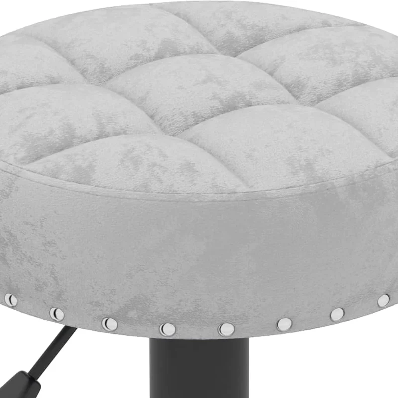 Lot de 2 tabourets de bar chaises hautes en velours gris avec boutons décoratifs et acier noir DEC029740