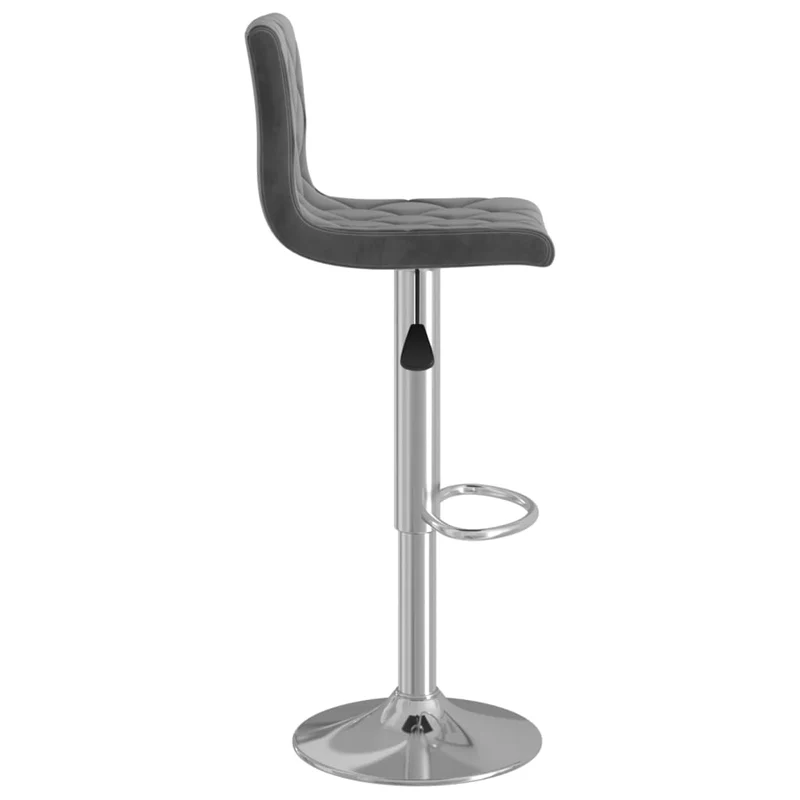 Lot de 2 tabourets de bar chaises hautes en velours gris foncé coutures en losange et acier DEC029728