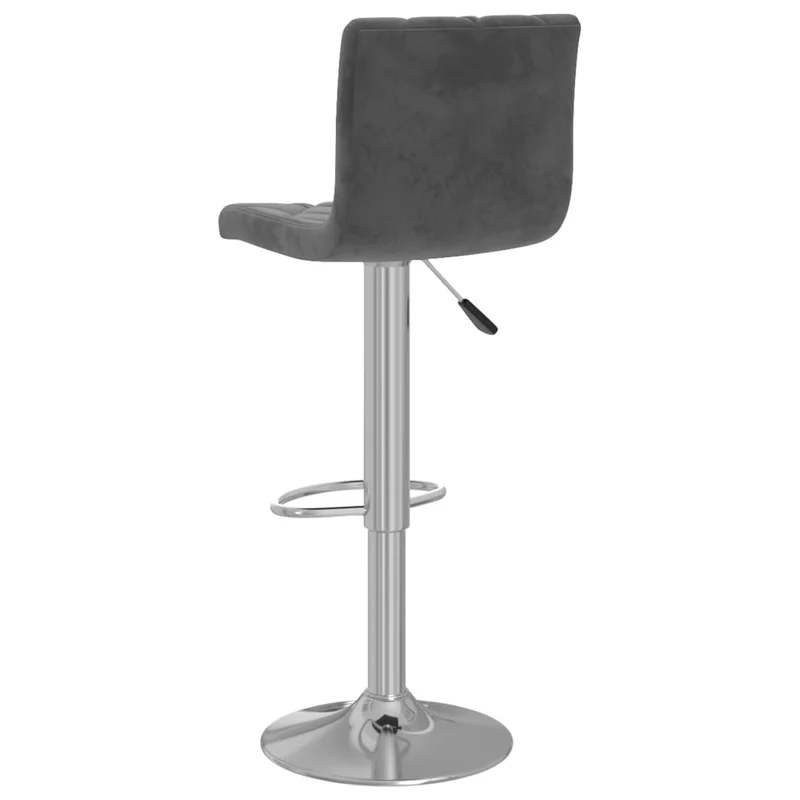Lot de 2 tabourets de bar chaises hautes en velours gris foncé coutures en losange et acier DEC029728