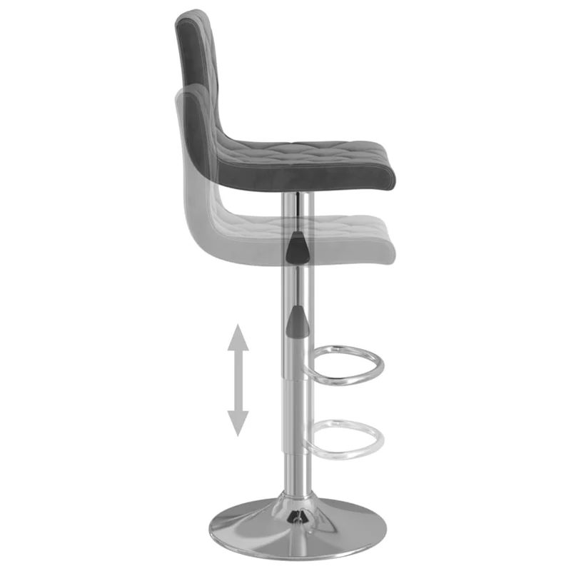 Lot de 2 tabourets de bar chaises hautes en velours gris foncé coutures en losange et acier DEC029728