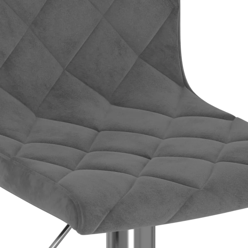 Lot de 2 tabourets de bar chaises hautes en velours gris foncé coutures en losange et acier DEC029728