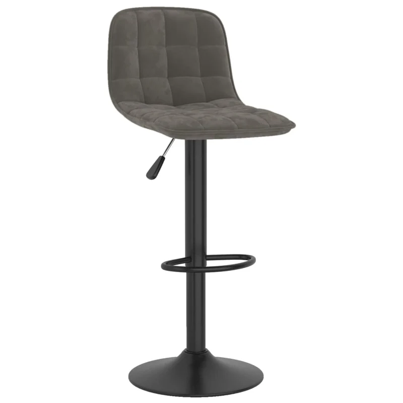 Lot de 2 tabourets de bar chaises hautes en velours gris foncé coutures carrées et acier DEC029725