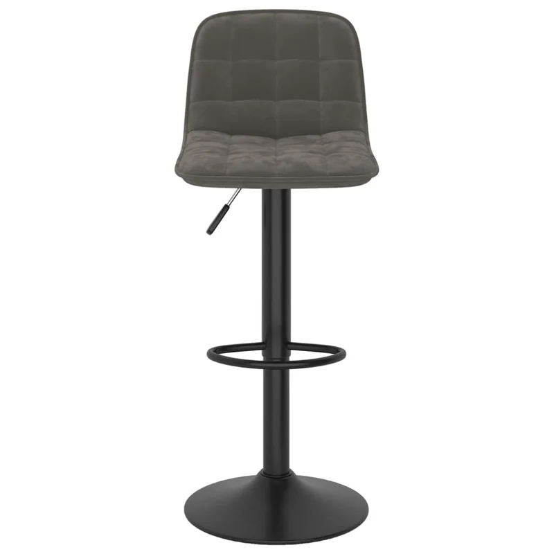 Lot de 2 tabourets de bar chaises hautes en velours gris foncé coutures carrées et acier DEC029725
