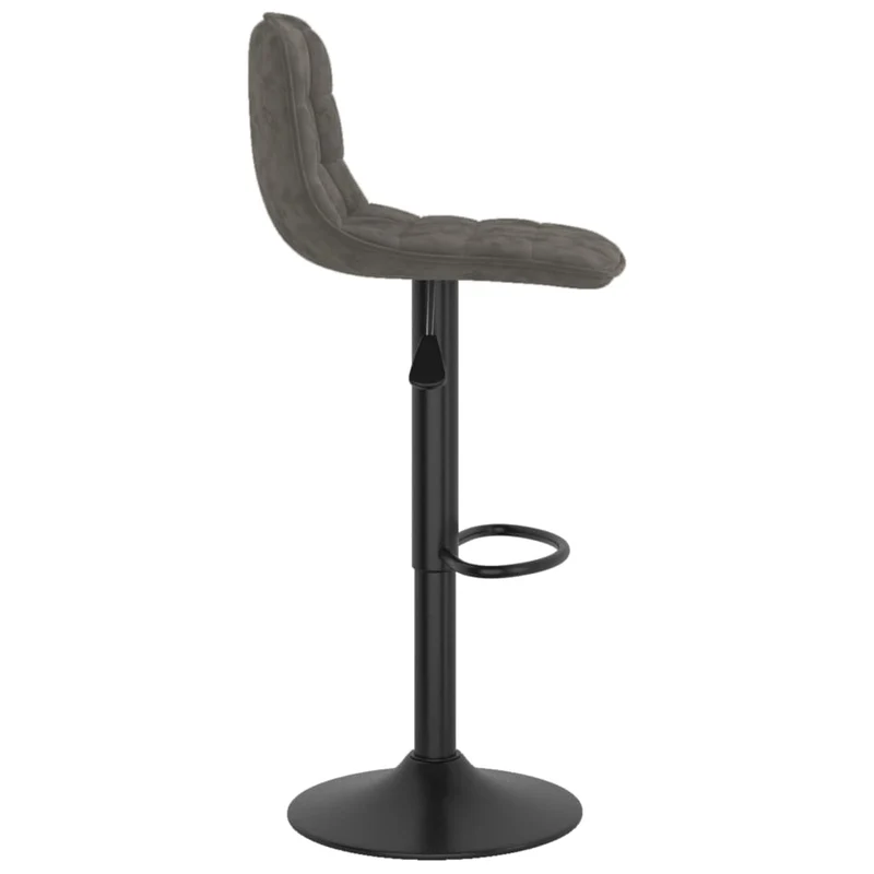 Lot de 2 tabourets de bar chaises hautes en velours gris foncé coutures carrées et acier DEC029725