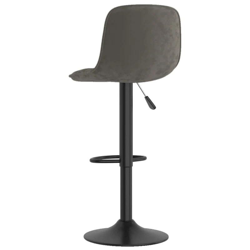 Lot de 2 tabourets de bar chaises hautes en velours gris foncé coutures carrées et acier DEC029725