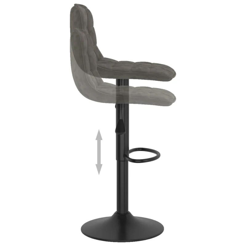 Lot de 2 tabourets de bar chaises hautes en velours gris foncé coutures carrées et acier DEC029725