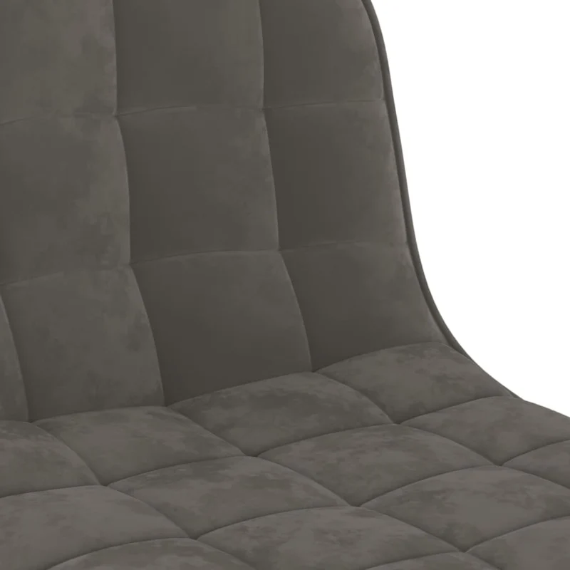 Lot de 2 tabourets de bar chaises hautes en velours gris foncé coutures carrées et acier DEC029725