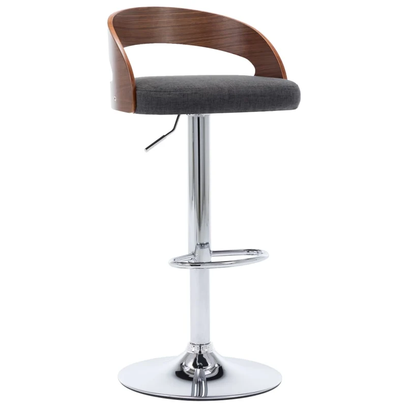 Lot de 2 tabourets de bar chaises hautes design rétro en tissu gris foncé bois courbé et métal DEC029715