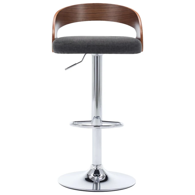 Lot de 2 tabourets de bar chaises hautes design rétro en tissu gris foncé bois courbé et métal DEC029715