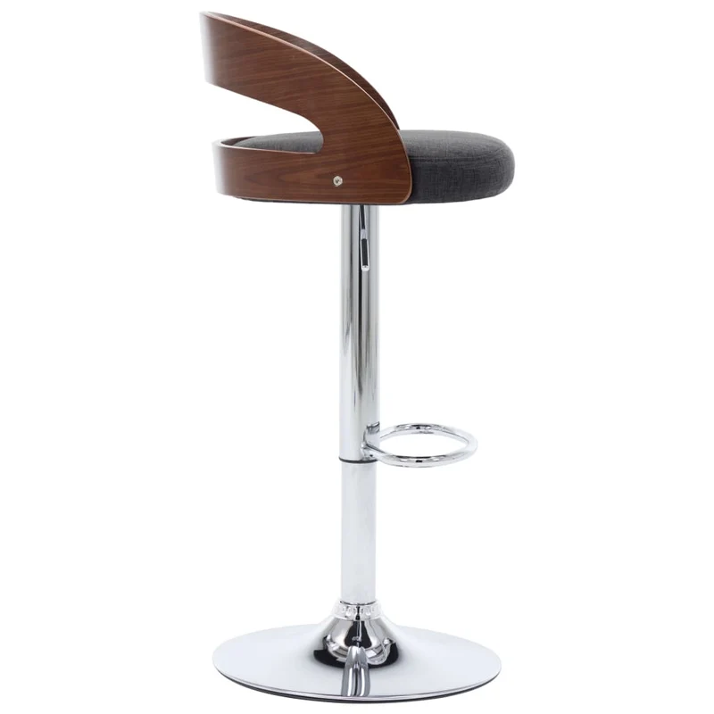 Lot de 2 tabourets de bar chaises hautes design rétro en tissu gris foncé bois courbé et métal DEC029715