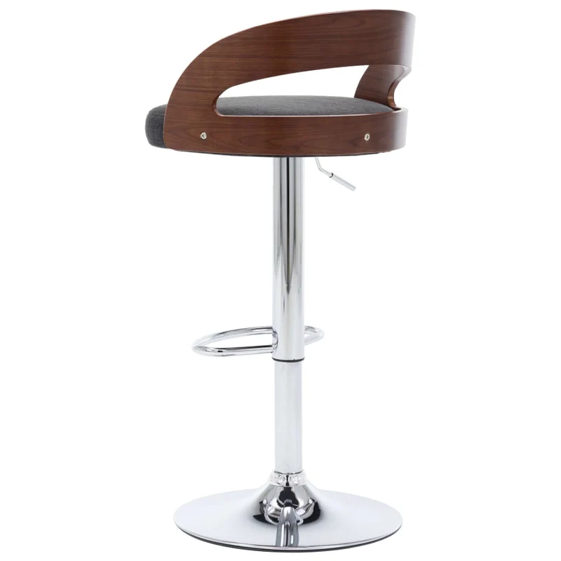 Lot de 2 tabourets de bar chaises hautes design rétro en tissu gris foncé bois courbé et métal DEC029715