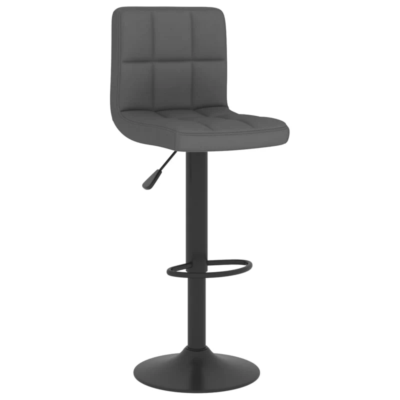 Lot de 2 tabourets de bar chaises hautes en tissu gris foncé coutures carrés et acier noir DEC029705