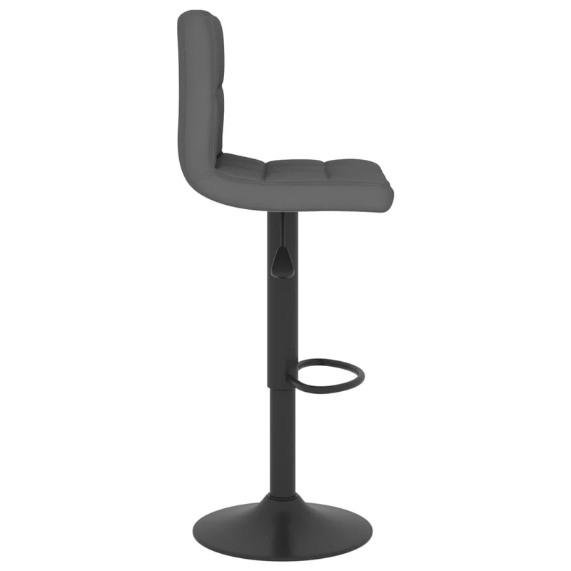Lot de 2 tabourets de bar chaises hautes en tissu gris foncé coutures carrés et acier noir DEC029705