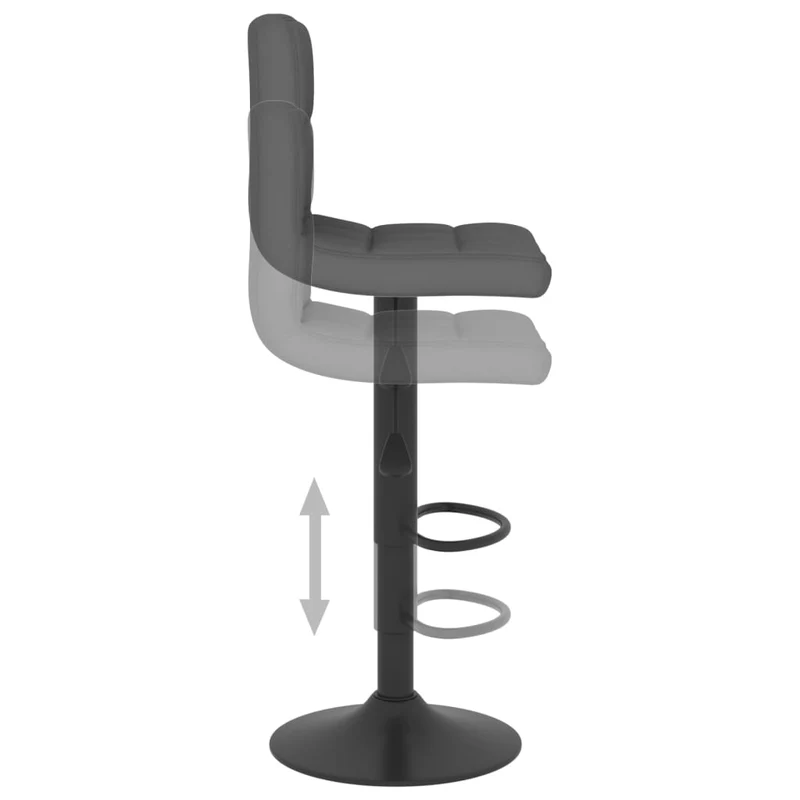 Lot de 2 tabourets de bar chaises hautes en tissu gris foncé coutures carrés et acier noir DEC029705