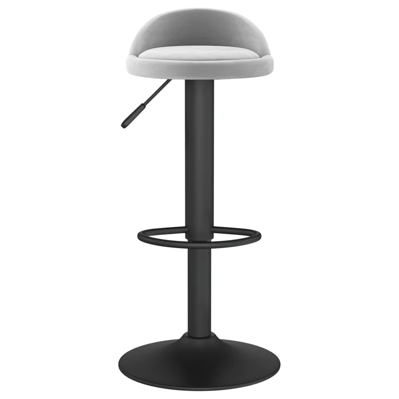 Lot de 2 tabourets de bar chaises hautes hauteur réglable en velours gris clair et acier noir DEC029697