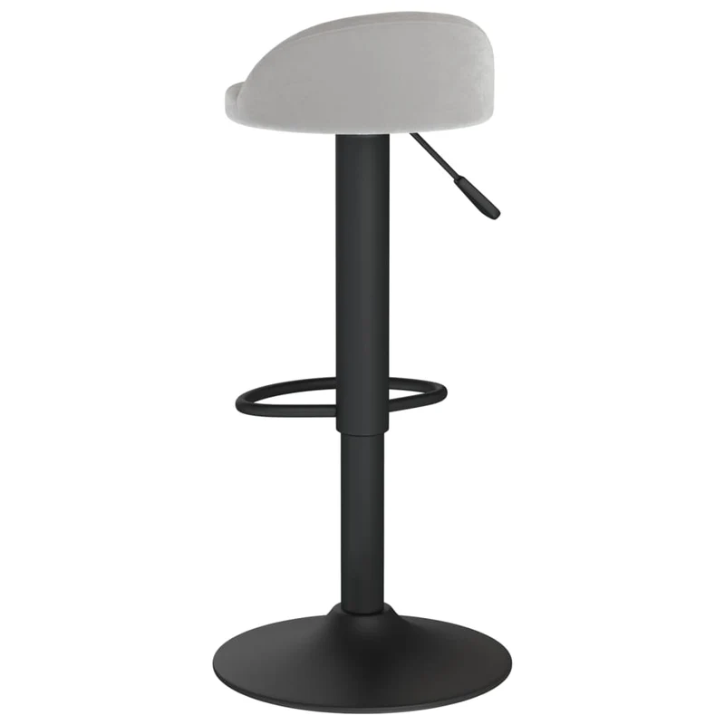 Lot de 2 tabourets de bar chaises hautes hauteur réglable en velours gris clair et acier noir DEC029697