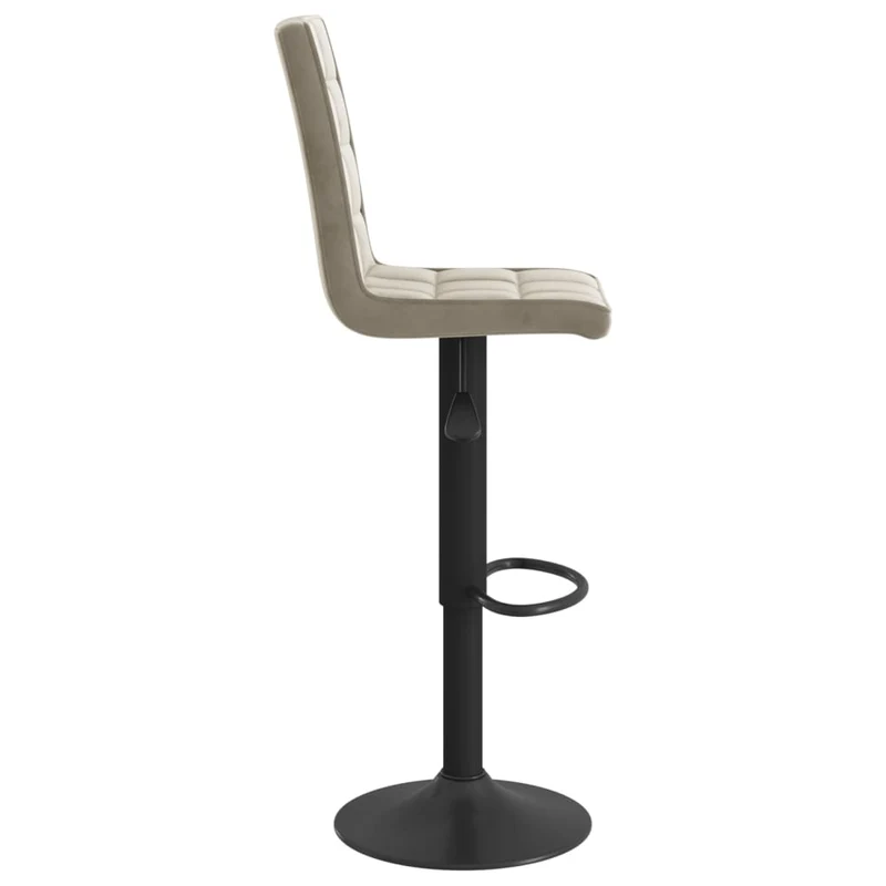 Lot de 2 tabourets de bar chaises hautes avec dossier en velours gris clair coutures carrées et acier noir DEC029692