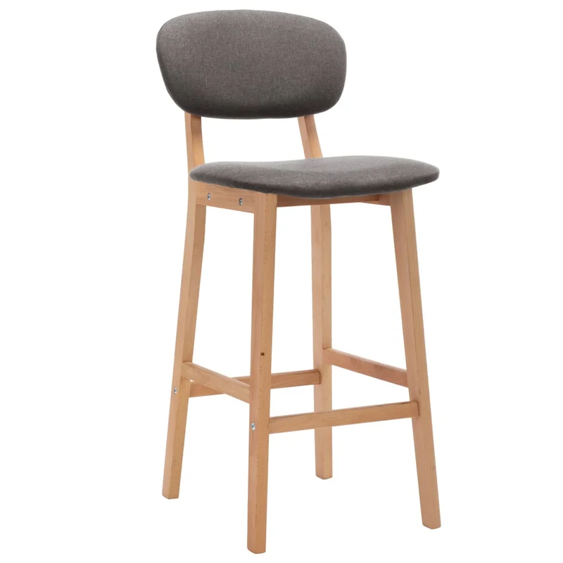 Lot de 2 tabourets de bar chaises hautes avec dossier en tissu gris clair et bois DEC029685