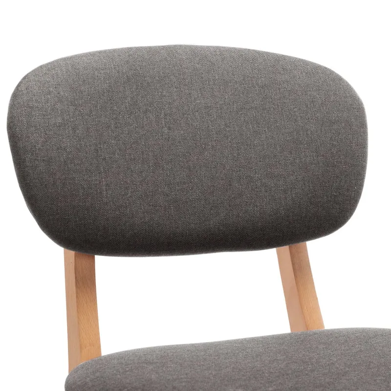 Lot de 2 tabourets de bar chaises hautes avec dossier en tissu gris clair et bois DEC029685