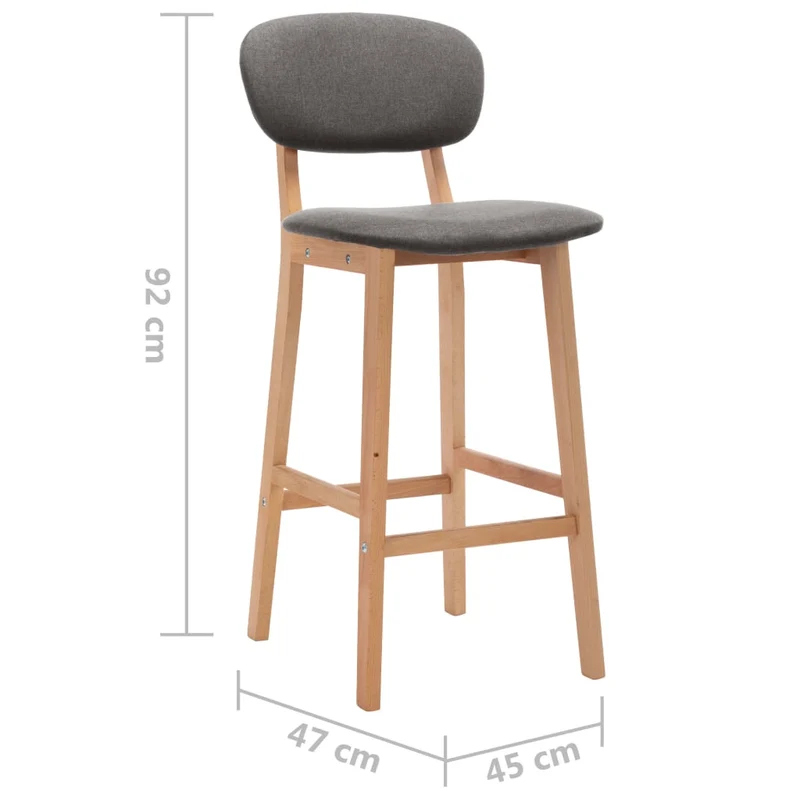 Lot de 2 tabourets de bar chaises hautes avec dossier en tissu gris clair et bois DEC029685