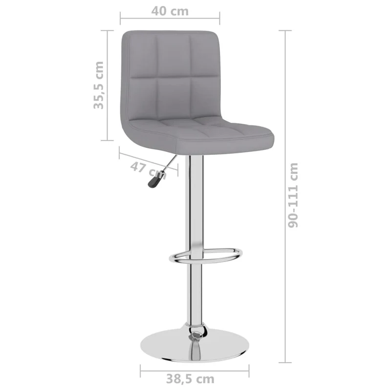 Lot de 2 tabourets de bar chaises hautes avec dossier en tissu gris clair et acier DEC029684