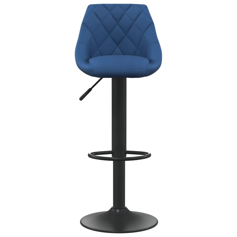 Lot de 2 tabourets de bar chaises hautes en velours bleu coutures losange et acier noir DEC029628