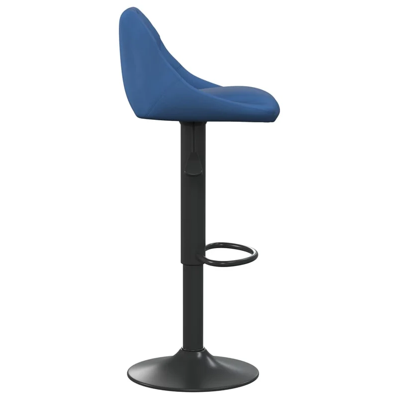 Lot de 2 tabourets de bar chaises hautes en velours bleu coutures losange et acier noir DEC029628