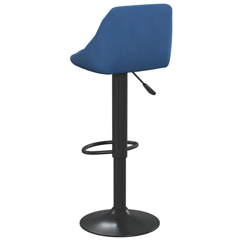 Lot de 2 tabourets de bar chaises hautes en velours bleu coutures losange et acier noir DEC029628