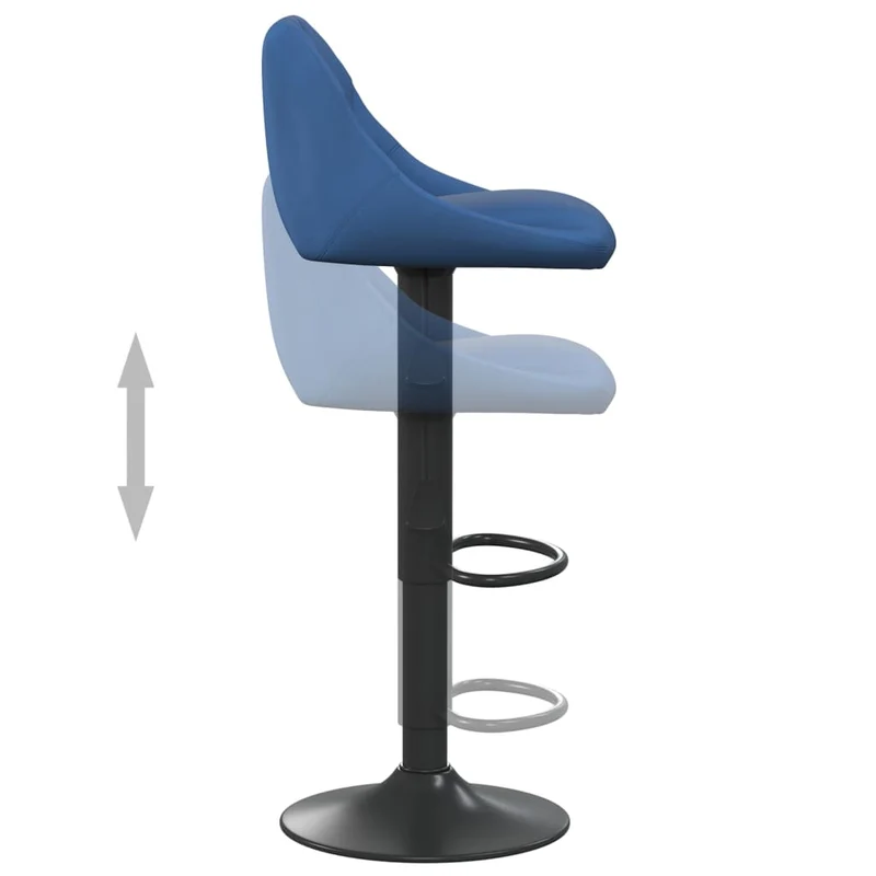 Lot de 2 tabourets de bar chaises hautes en velours bleu coutures losange et acier noir DEC029628