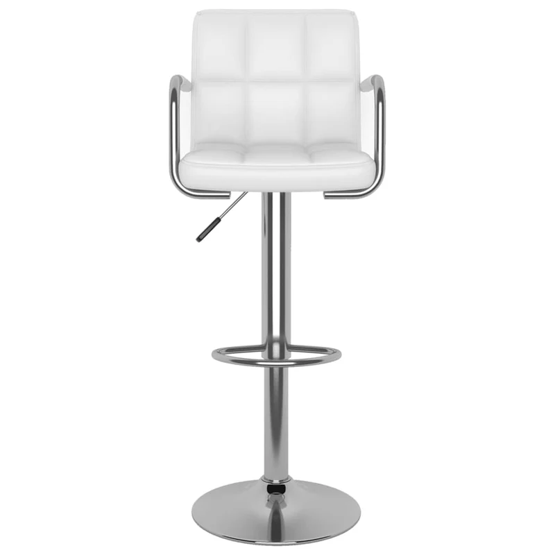 Lot de 2 tabourets de bar chaises hautes avec dossiers et accoudoirs en PVC blanc et acier DEC029613