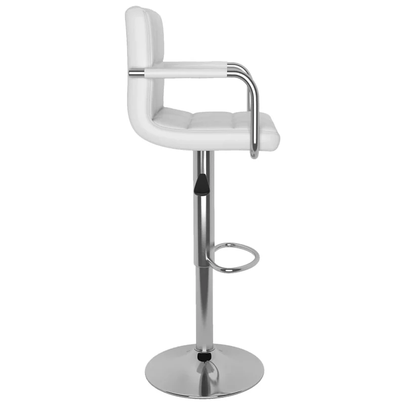 Lot de 2 tabourets de bar chaises hautes avec dossiers et accoudoirs en PVC blanc et acier DEC029613
