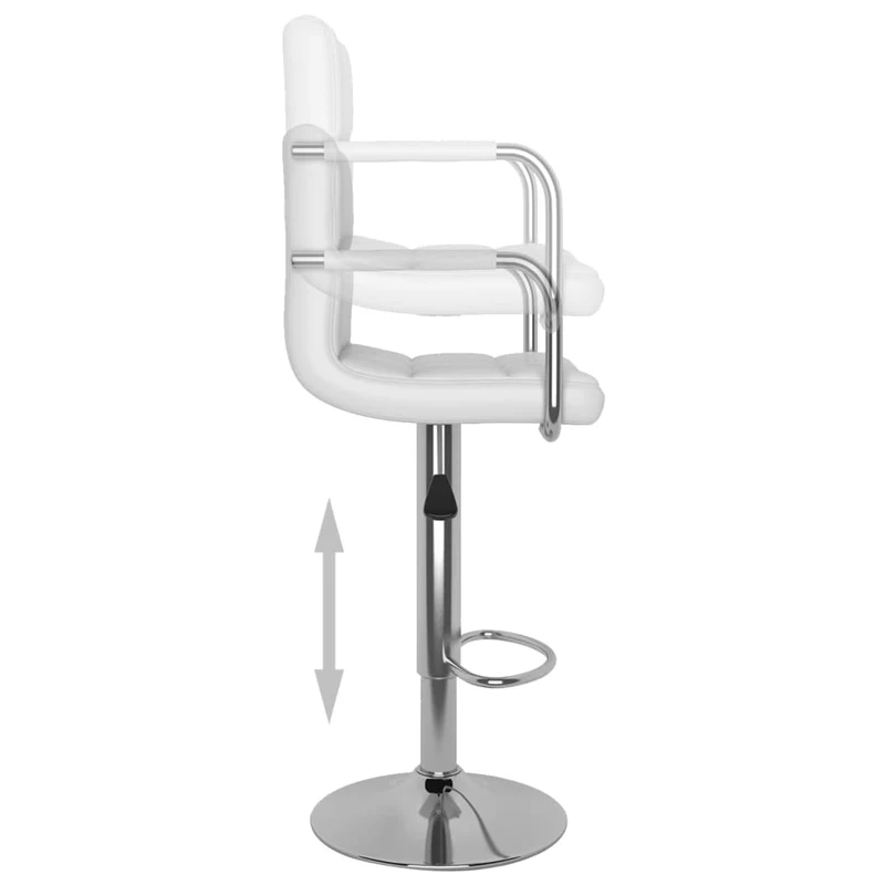 Lot de 2 tabourets de bar chaises hautes avec dossiers et accoudoirs en PVC blanc et acier DEC029613