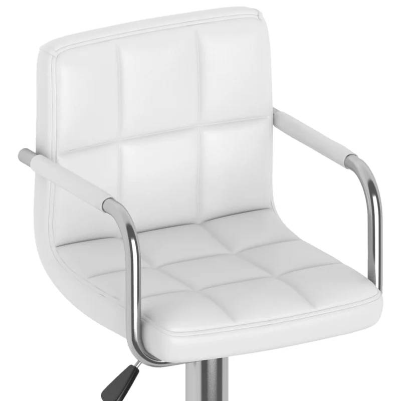 Lot de 2 tabourets de bar chaises hautes avec dossiers et accoudoirs en PVC blanc et acier DEC029613