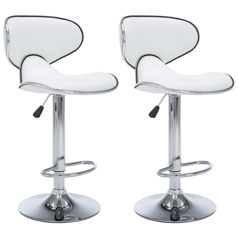Lot de 2 tabourets de bar chaises hautes design moderne en PVC blanc et acier DEC029566