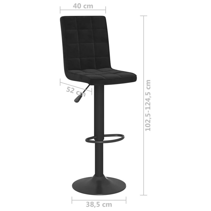 Tabouret de bar x1 chaise haute avec dossier en velours noir cadre en acier DEC029531