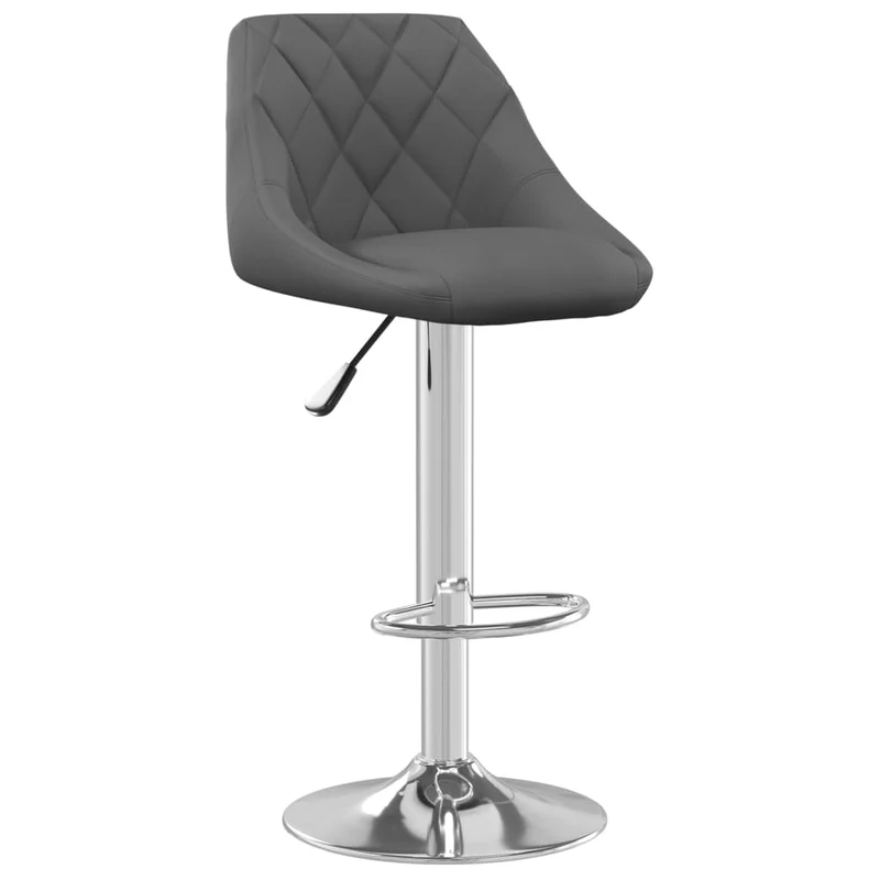 Tabouret de bar x1 chaise haute en velours gris foncé coutures losange et acier DEC029494