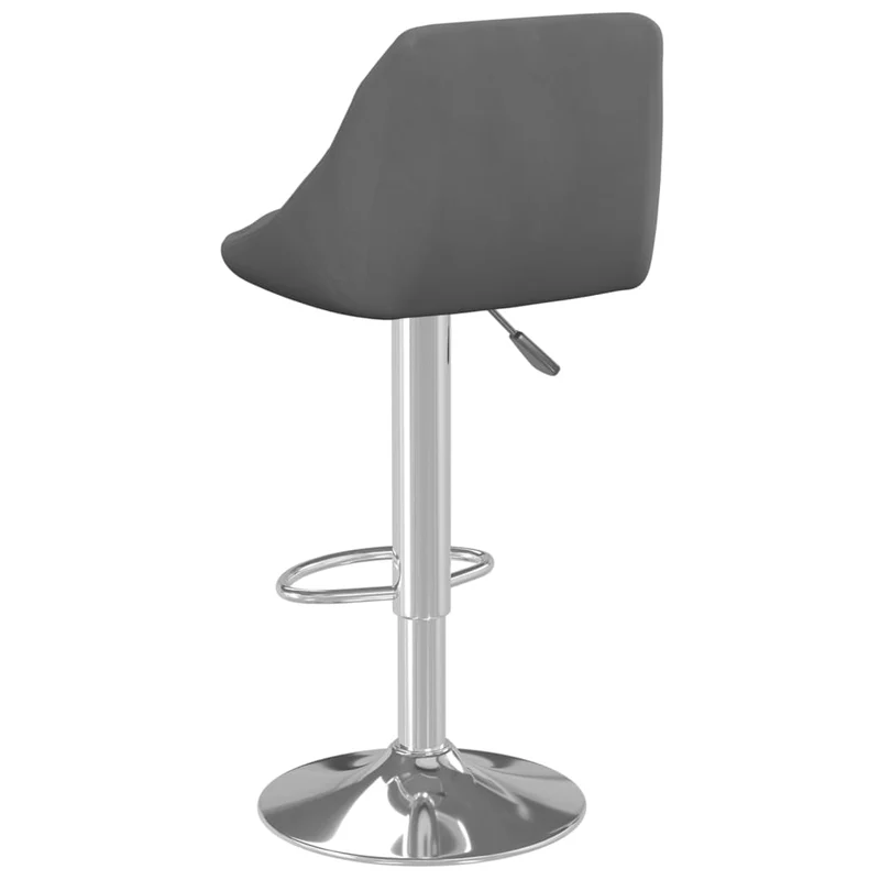Tabouret de bar x1 chaise haute en velours gris foncé coutures losange et acier DEC029494