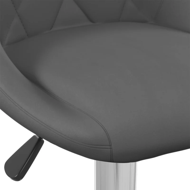Tabouret de bar x1 chaise haute en velours gris foncé coutures losange et acier DEC029494