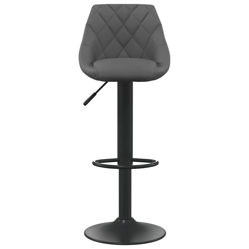 Tabouret de bar x1 chaise haute en velours gris foncé coutures losange et acier noir DEC029491