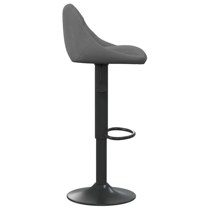 Tabouret de bar x1 chaise haute en velours gris foncé coutures losange et acier noir DEC029491