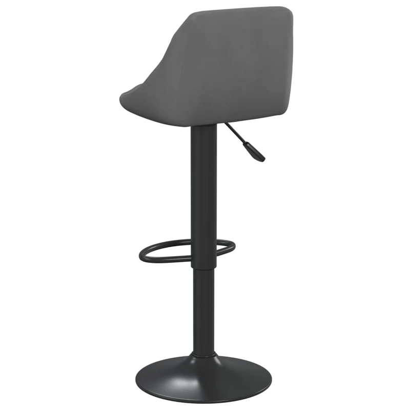 Tabouret de bar x1 chaise haute en velours gris foncé coutures losange et acier noir DEC029491