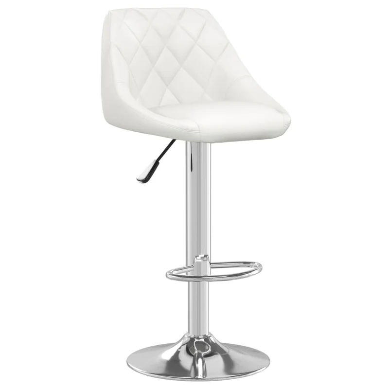 Tabouret de bar x1 chaise haute avec coutures losange en PVC blanc et acier DEC029445