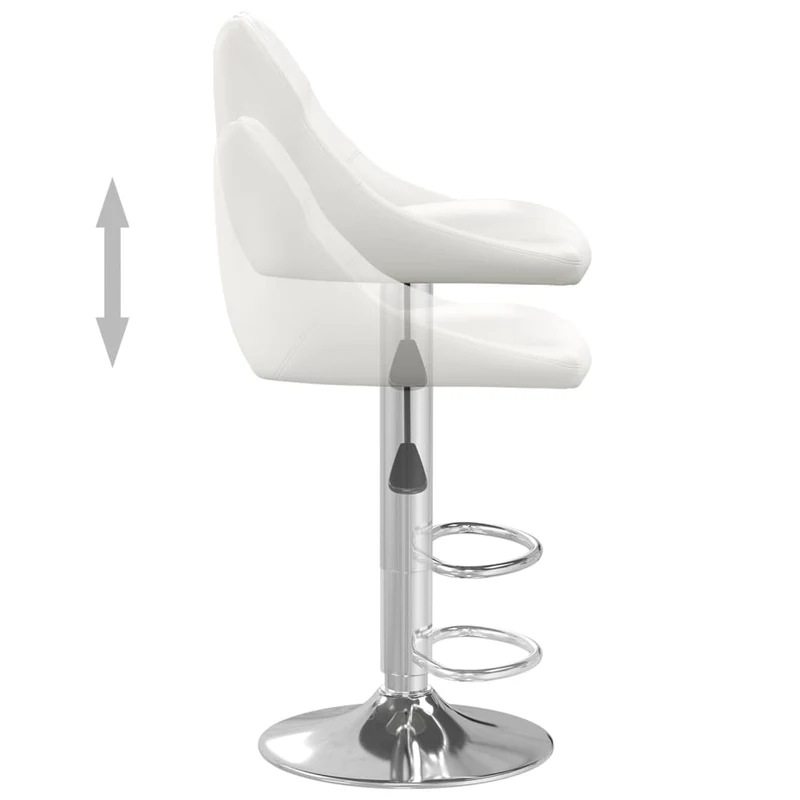 Tabouret de bar x1 chaise haute avec coutures losange en PVC blanc et acier DEC029445