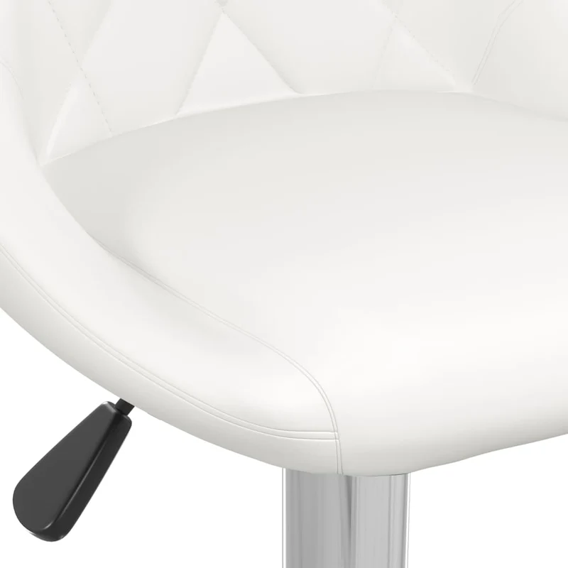 Tabouret de bar x1 chaise haute avec coutures losange en PVC blanc et acier DEC029445