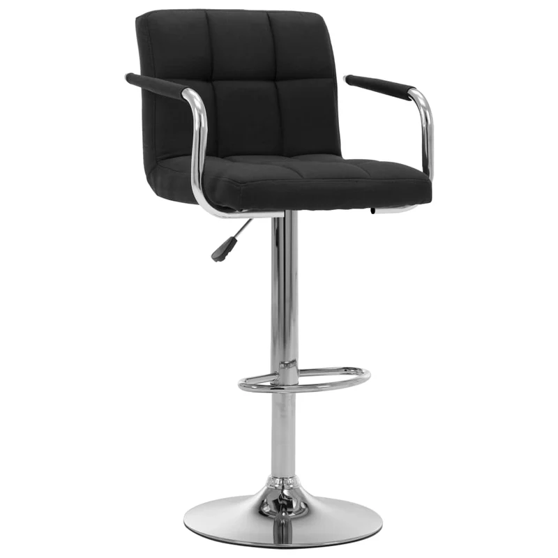 Tabourets de bar x2 chaises haute avec dossier et accoudoirs en tissu noir et acier DEC029405