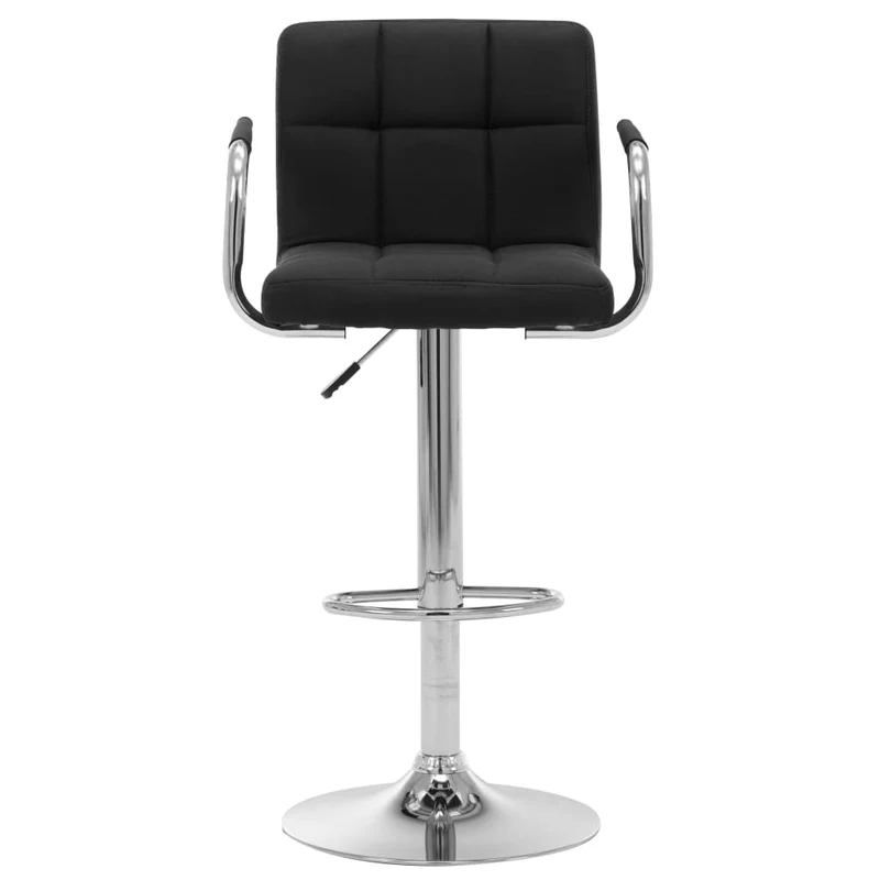 Tabourets de bar x2 chaises haute avec dossier et accoudoirs en tissu noir et acier DEC029405
