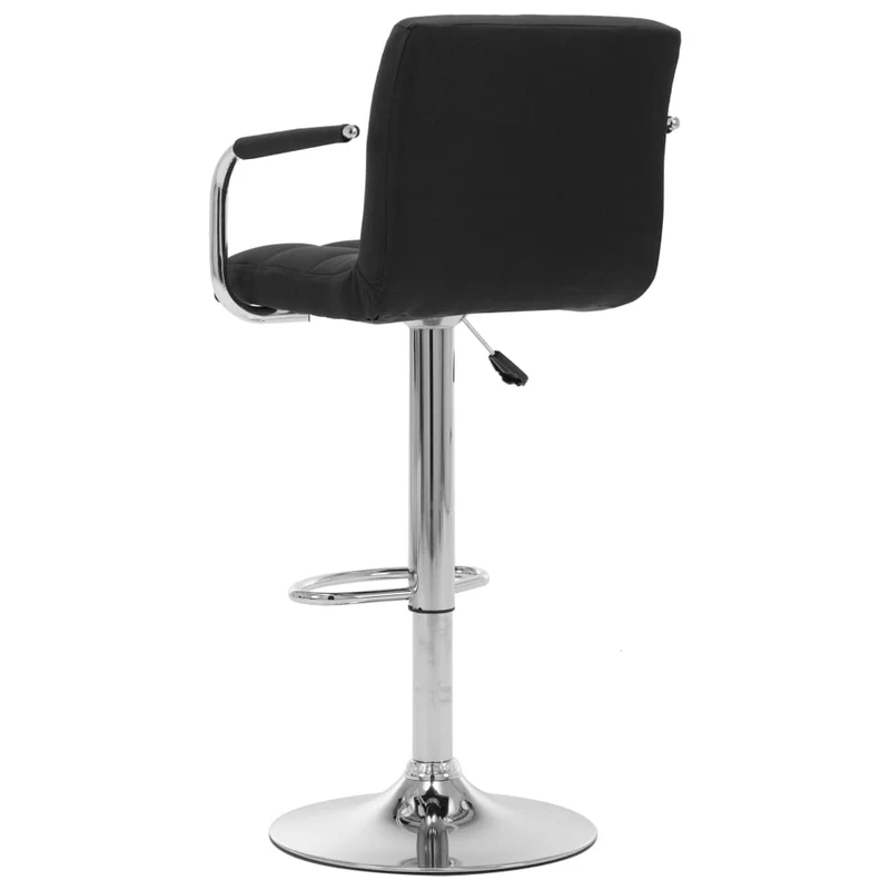 Tabourets de bar x2 chaises haute avec dossier et accoudoirs en tissu noir et acier DEC029405