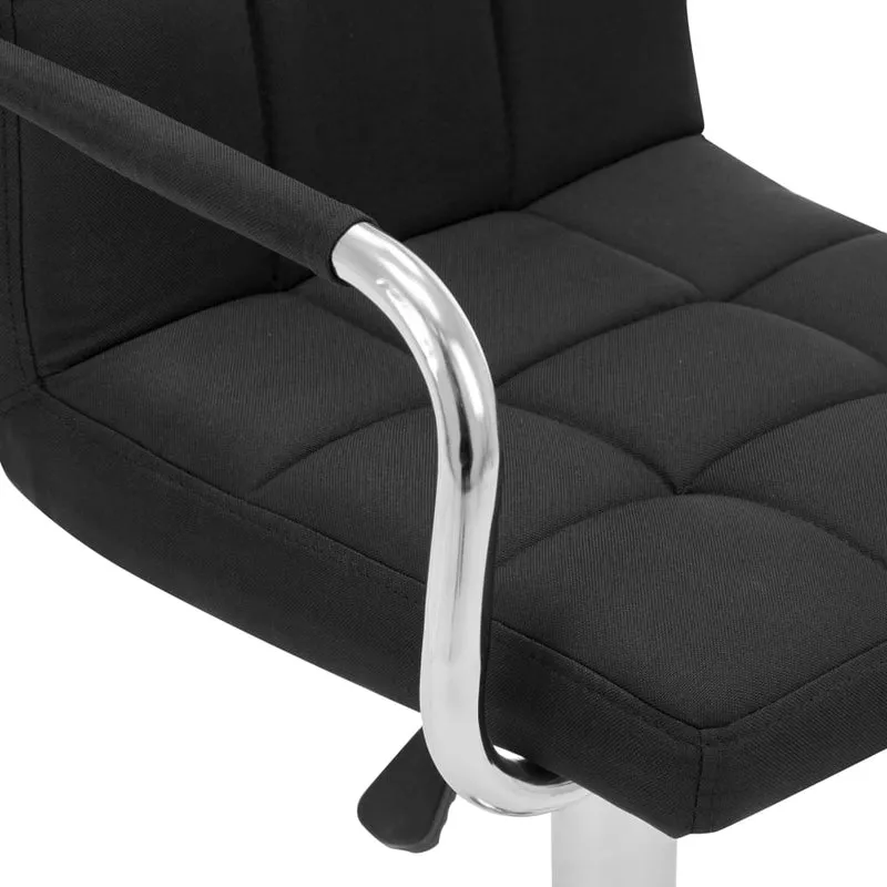 Tabourets de bar x2 chaises haute avec dossier et accoudoirs en tissu noir et acier DEC029405