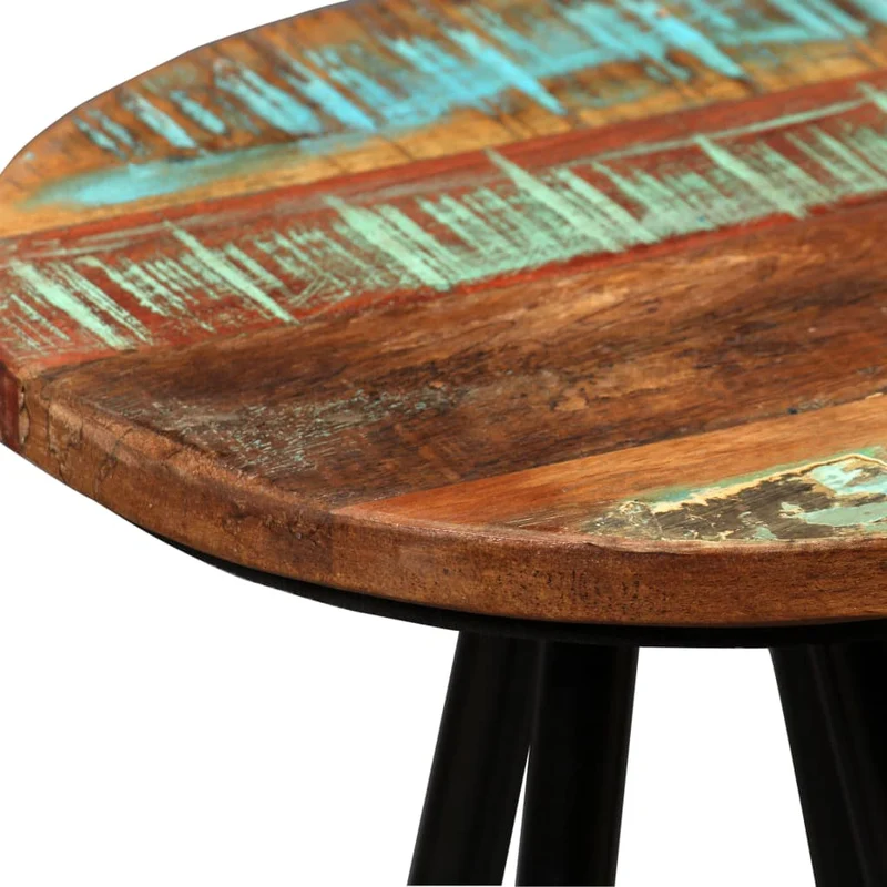 Lot de 4 tabourets de bar chaises hautes en bois massif de récupération et acier DEC029913